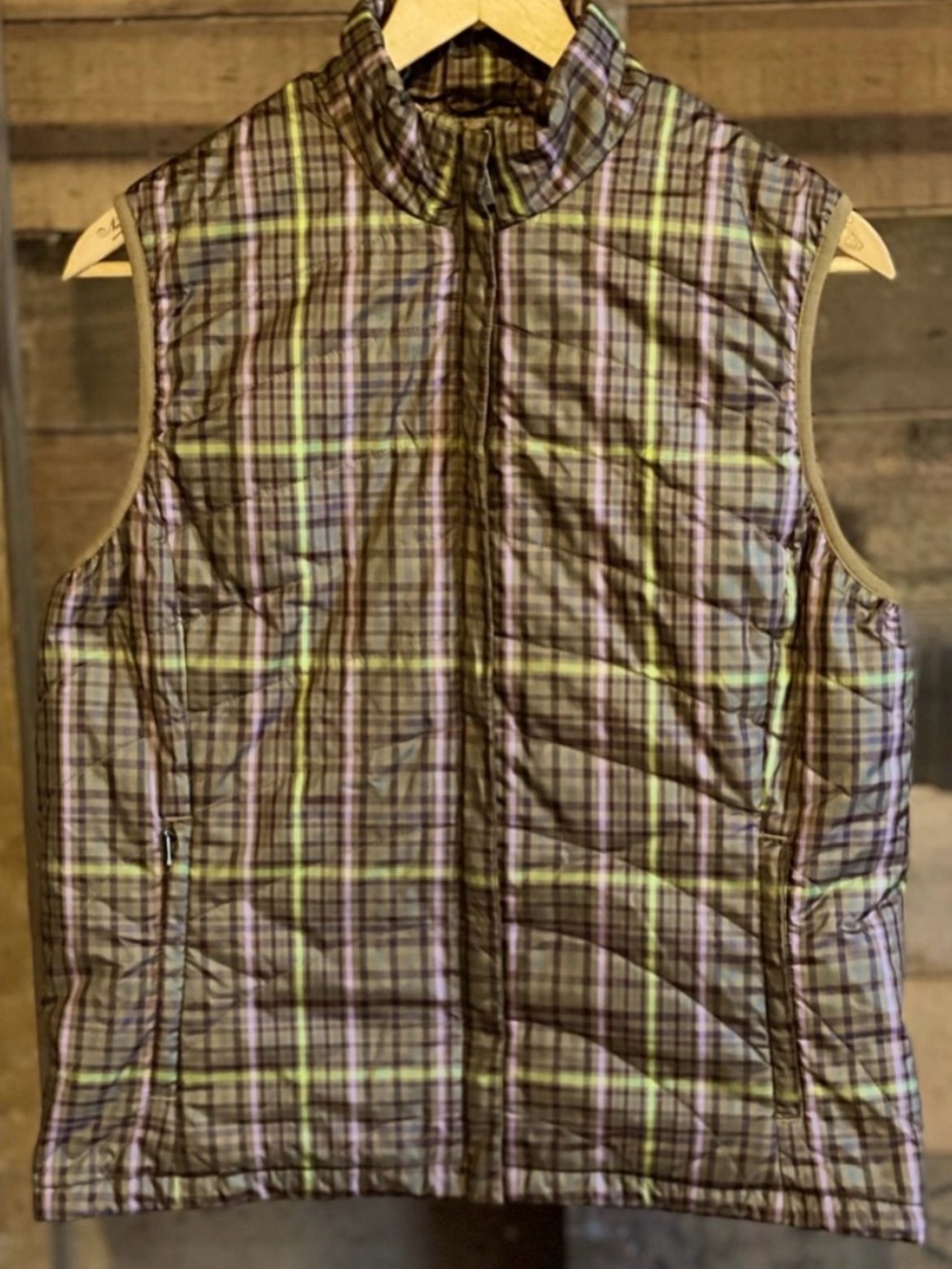 Lands End women’s plaid designed vest.